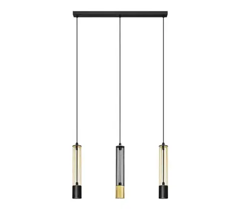 Svietidlá  LED Luster na lanku BARS 3xGU10/4,8W/230V čierna/zlatá W-L 1115/3 BK+GO MIX