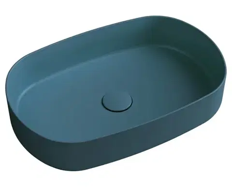Umývadlá ISVEA - INFINITY OVAL keramické umývadlo na dosku, 55x36cm, matná zelena Petrol 10NF65055-2P