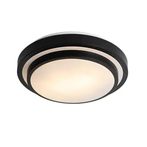 Stropné osvetlenie Moderné stropné svietidlo čierne s bielym 35 cm 2-svetlé IP44 - Walden