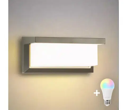 Svietidlá BRILAGI - LED RGBW Vonkajšie nástenné svietidlo BRICKY 1xE27/12W/230V sivá IP54 BG1696+AI0819