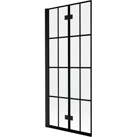 Sprchové dvere MEXEN - MIST vaňová zástena 80x150 cm 6mm 2-s, čierna, dekor, ľavá 8A9-080-002-70-77-L