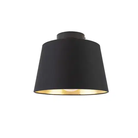 Stropné osvetlenie Stropné svietidlo s tienidlom z bavlny čierne so zlatom 25 cm - Combi Black