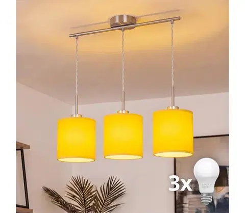 Svietidlá BRILAGI - LED luster na lanku NUBILA 3xE27/60W/230V žltý EG32521+3xBG2452