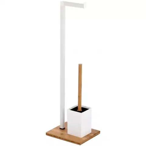 Kúpeľňové doplnky Stojan na WC kefu a  toaletný papier biely 07619 Pure Bisk