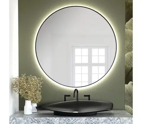 Svietidlá Baltica Design - LED zrkadlo s podsvietením BRIGHT 15W/230V 3000K priemer 100 cm IP65 čierne Bright 100 Black, warm