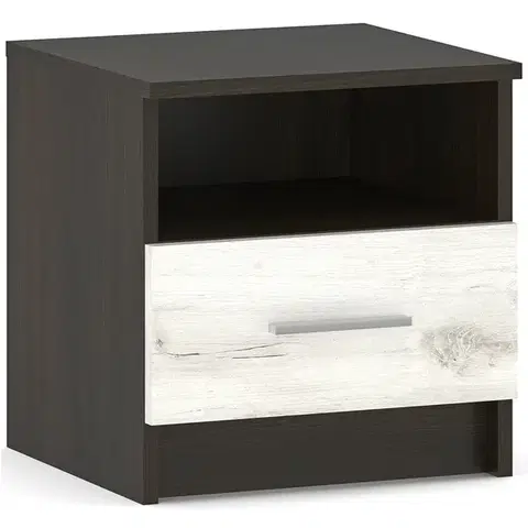 Nočné stolíky NABBI Amison N nočný stolík (2 ks) wenge / craft biely
