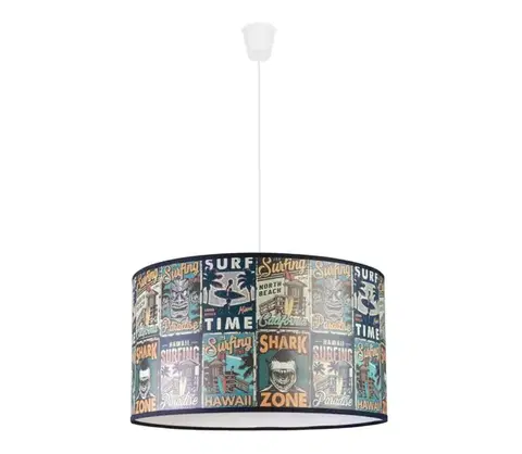 Svietidlá  - Detský luster na lanku PRINT M 1xE27/40W/230V pr. 35 cm plagáty 80931