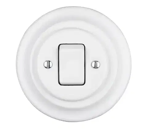 Predlžovacie káble Bohemia-Design - Retro porcelánový jednoduchý vypínač s rámčekom č. 7 biela 12357552