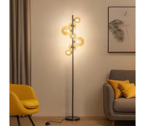 Lampy BRILAGI - LED Stojacia lampa MILLA 7xG9/3W/230V čierny chróm/zlatá 3010-7CA