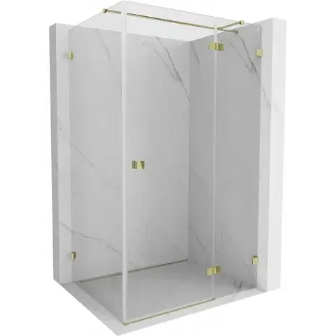 Sprchovacie kúty MEXEN/S - Lunar T sprchovací kút dvere krídlové pravá 135 x 120, transparent, zlato 834T-135-120-50-00-P