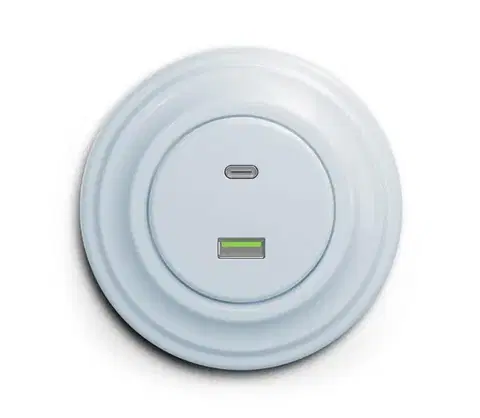 Predlžovacie káble lap - Retro USB zásuvka A+C s rámikom, modrá KA0025+KA0075