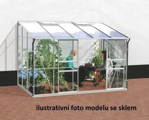 Skleníky Skleník k stene VITAVIA IDA 6500 polykarbonát strieborný Dekorhome