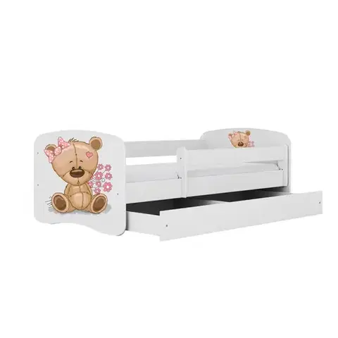 Postele pre dievčatá Detská Posteľ. Babydreams+Sz+M Biela 80x180 Medveď s kvetmi