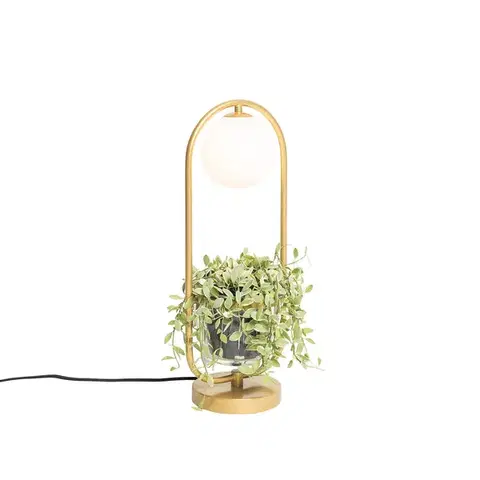Stolné lampy Art Deco stolná lampa zlatá s bielym sklom - Isabella