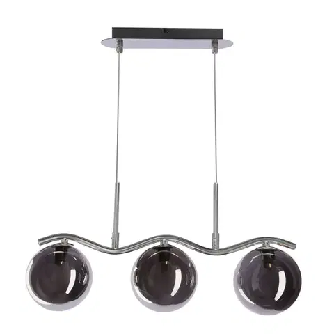 Stropná svetla Závesná lampa LUMOS 3x20W G9 chrómové sklenené tienidlo 14 cm grafitové moderné elegantné svietidlo obývačka jedáleň kuchyňa pôvab