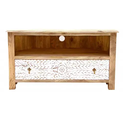 TV stolíky TV stolík rohový Sita 110x60x50 indický masív mango