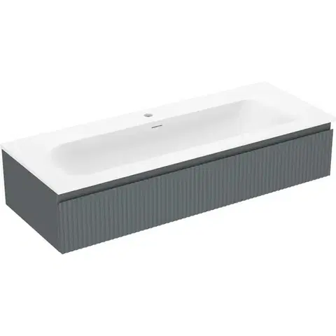 Kúpeľňový nábytok MEXEN/S - Rivel kúpeľňová skrinka 120 cm s umývadlom Vela, 1 šuplík, reliéf, grafit mat/biela mat - 91A20-12023-1-BF66-W23M0 91A20-12023-1-BF66-W23M01