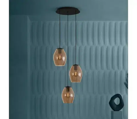 Svietidlá Eglo 390161 - Luster na lanku ESTANYS 3xE27/40W/230V hnedá 390161