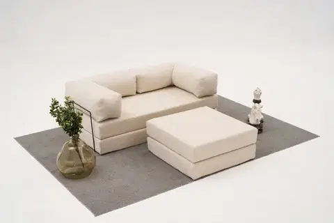 Sedacie súpravy Rohová sedacia súprava / Rohová pohovka Comfort Mini - Cream