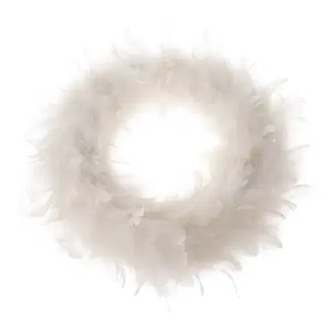 Vianočné dekorácie Dekoračný veniec z peria Downy, pr. 30 cm, biela