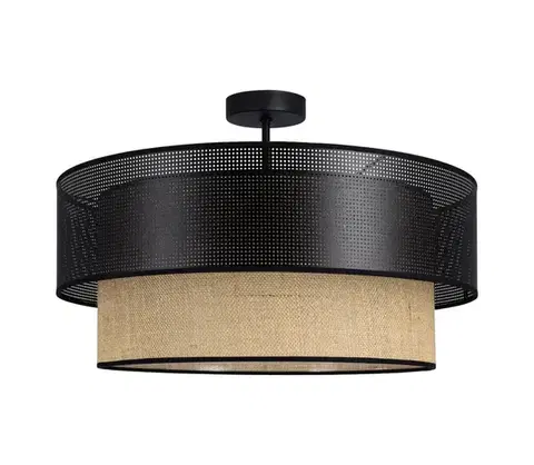 Svietidlá  Prisadený luster BORHO 1xE27/60W/230V priemer 40 cm čierna/juta 0375