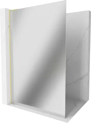 Sprchové dvere MEXEN/S - Kioto L Sprchová zástena WALK-IN 90 x 200, zrkadlové, zlato kartáčovaná 800-090-103-55-50