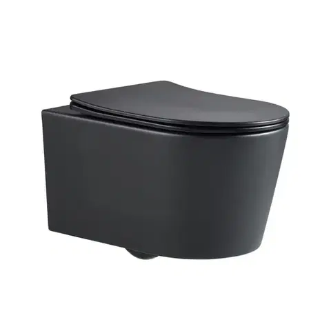 Záchody WC závesné SAT Brevis vrátane dosky softclose, 53 cm, čierne SATBRE011RREXPBKM SATBRE011RREXPBKM