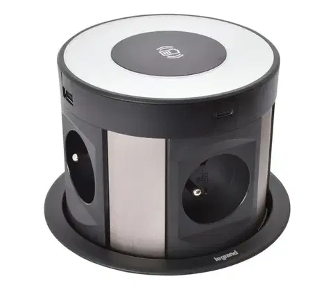 Predlžovacie káble Legrand 654981 - Zásuvkový stĺpik pre dosku stola 4x230V + 2xUSB-A + 2xUSB-C + bezdr. 654981