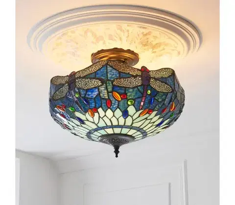 Svietidlá Endon 111897 - Prisadený luster Tiffany DRAGONFLY 3xE27/10W/230V, priemer 41 cm 111897