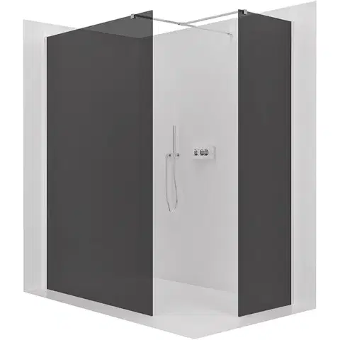 Sprchovacie kúty CERANO - Sprchová zástěna Walk-in Onyx T L/P - 8 mm - hranatá vzpěra - chrom, grafitové sklo - 130x60x200  CER-8050BD2464