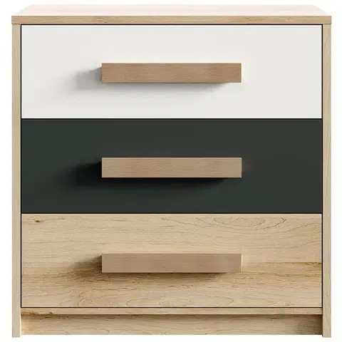 Komody NABBI Aurin CH-850-3DR zásuvková komoda pieskový artisan / biela / antracit