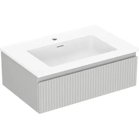 Kúpeľňový nábytok MEXEN/S - Rivel kúpeľňová skrinka 70 cm s umývadlom Otis, 1 šuplík, reliéf, šedá mat/biela mat 91A20-07023-1-BF62-W18M01