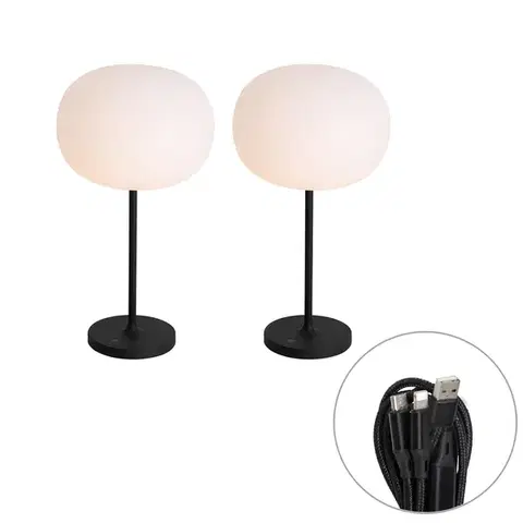 Lampy Sada 2 moderných nabíjateľných stolových lamp bielych - Maloi