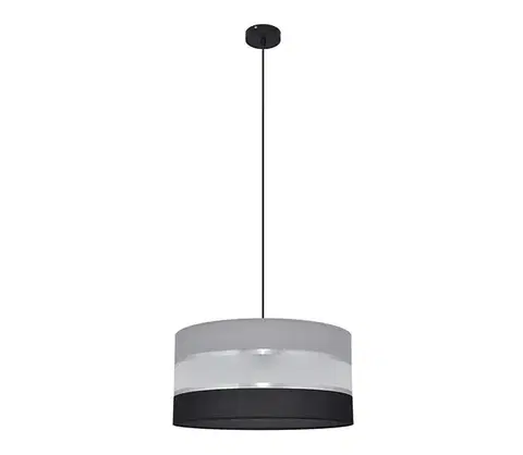 Svietidlá  Luster na lanku HELEN 1xE27/15W/230V pr. 40 cm čierna/šedá/strieborná W-KM 0804/1 BK-B +GR+SL+MAT+BK