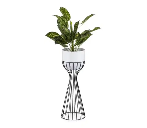 Stojany na kvetiny HowHomely Kovový kvetináč LOFT 56x20 cm čierna/biela HH-ML-09-BW