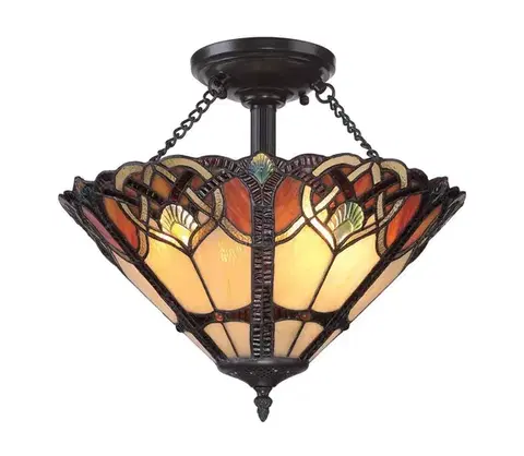 Svietidlá Elstead Quoizel QZ-CAMBRIDGE-SF - Stropné svietidlo Tiffany CAMBRIDGE 2xE27/100W/230V QZ-CAMBRIDGE-SF