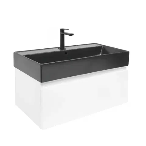 Kúpeľňový nábytok Kúpeľňová skrinka s umývadlom SAT B-WAY 79x30x45 cm biela lesk BWAY80WU2BB BWAY80WU2BB
