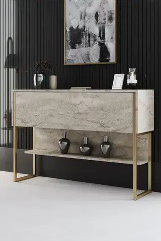 Komody Komoda Luxe - Travertine, Gold
