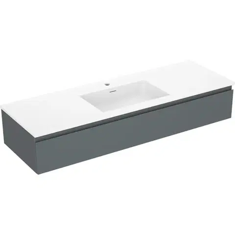 Kúpeľňový nábytok MEXEN/S - Orio kúpeľňová skrinka 140 cm s umývadlom Otis, 1 šuplík, grafit mat/biela mat 91A10-14023-1-BF66-W18M01