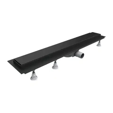 Sprchovacie kúty OMNIRES - LOWFIX lineárny sprchový odtok s pevnou mriežkou, 60 cm čierna /BLH/ LOWFIX60GBL