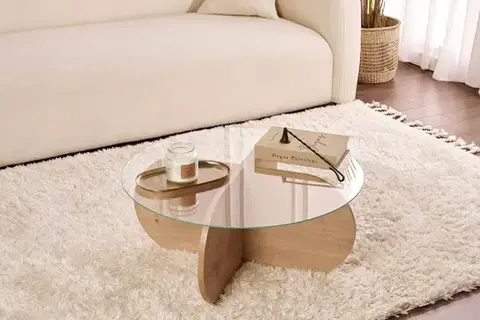 Konferenčné stolíky Konferenčný stolík Aeris - Sapphire Oak, Transparent