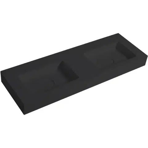 Umývadlá CERANO - Dvojumývadlo z liateho mramoru Geminia - nástenné - čierna matná - 133x45 CER WA08-1