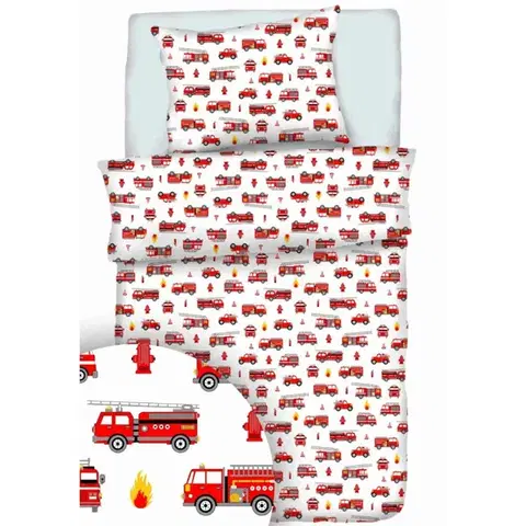Detské obliečky Obliečky bavlnené Hasiči TiaHome - Detský set 130x90cm + 65x45cm