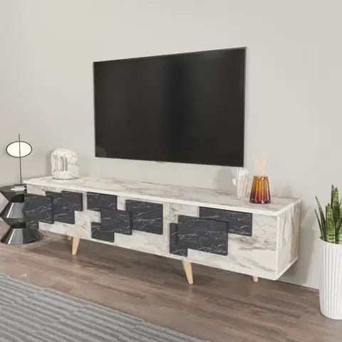 TV stolíky TV stolík 3 D - White, Marble