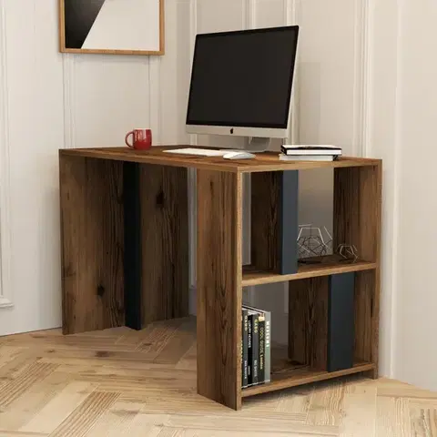 Písacie stoly Písací stôl Lima - Walnut, Anthracite