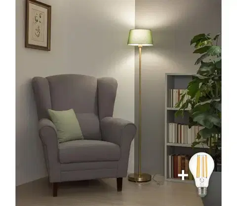Lampy BRILAGI - LED stojacia lampa CERIA 1xE27/20W/230V, priemer 25 cm, zelená/zlatá SA2189+EG781034