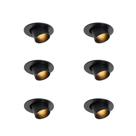 Zapustené svietidlá Sada 6 zapustených bodových svetiel čierna GU10 35 mm okrúhle naklápacie - Installa