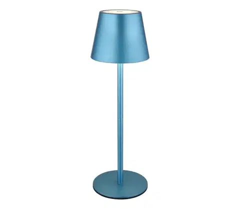 Lampy Globo 58488BL-LED Dotykovo stmievateľná nabíjateľná vonkajšia stolová lampa VANNIE 3W/5V IP54 1800mAh modrá 58488BL