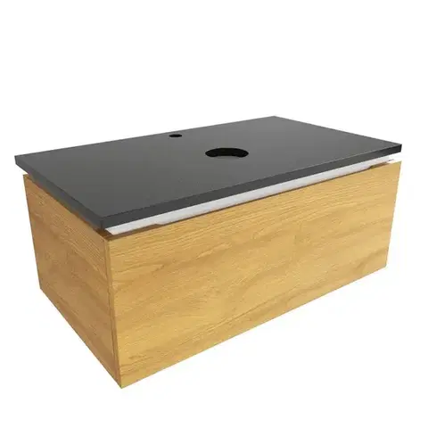 Kúpeľňový nábytok Kúpeľňová skrinka so žulovou krycou doskou SAT Feel 80x30x46 cm medový dub mat SATFEEL80DMZ SATFEEL80DMZ
