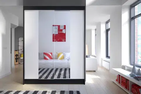 Šatníkové skrine Šatníková skriňa KAMEL 2 čierna/ biela